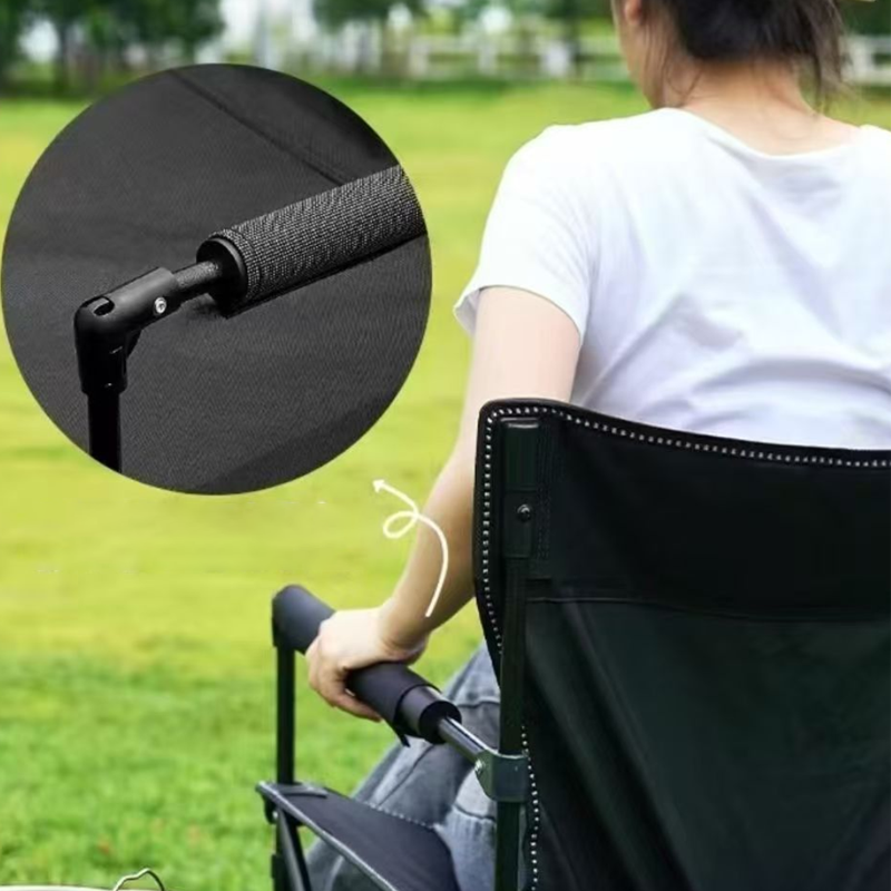 Zeitgenössischer klappbarer Campingstuhl im Industrial-Stil aus Eisen und Oxford-Gewebe, rechteckig, mit Rückenlehne und Armlehnen, für Outdoor &amp; Garten 