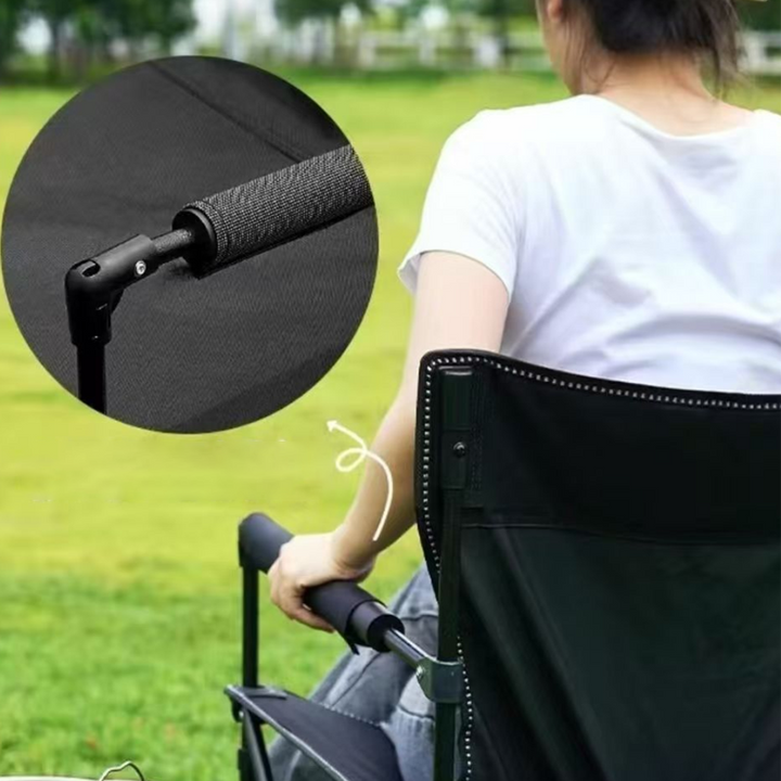 Zeitgenössischer klappbarer Campingstuhl im Industrial-Stil aus Eisen und Oxford-Gewebe, rechteckig, mit Rückenlehne und Armlehnen, für Outdoor &amp; Garten 