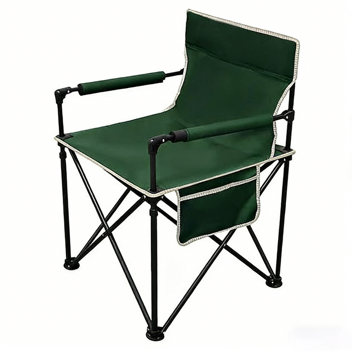 Zeitgenössischer klappbarer Campingstuhl im Industrial-Stil aus Eisen und Oxford-Gewebe, rechteckig, mit Rückenlehne und Armlehnen, für Outdoor &amp; Garten 