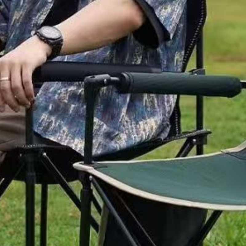 Zeitgenössischer klappbarer Campingstuhl im Industrial-Stil aus Eisen und Oxford-Gewebe, rechteckig, mit Rückenlehne und Armlehnen, für Outdoor &amp; Garten 