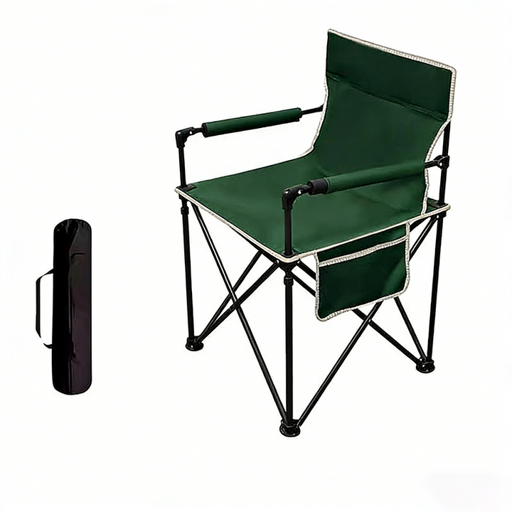 Zeitgenössischer klappbarer Campingstuhl im Industrial-Stil aus Eisen und Oxford-Gewebe, rechteckig, mit Rückenlehne und Armlehnen, für Outdoor &amp; Garten 