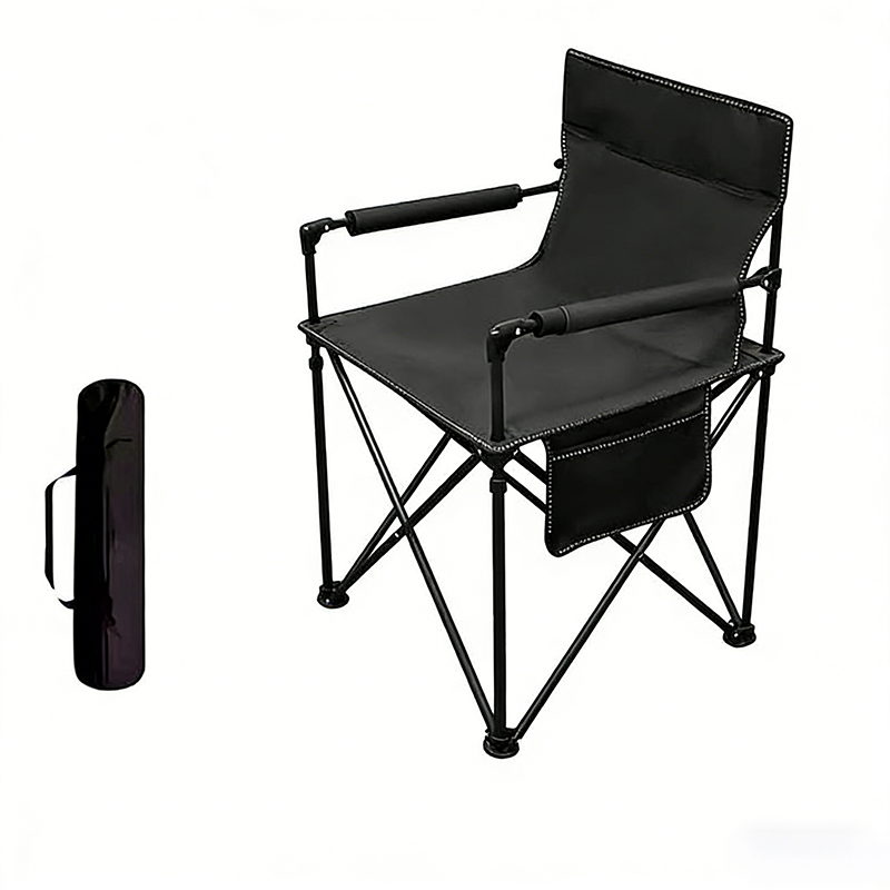 Zeitgenössischer klappbarer Campingstuhl im Industrial-Stil aus Eisen und Oxford-Gewebe, rechteckig, mit Rückenlehne und Armlehnen, für Outdoor &amp; Garten 