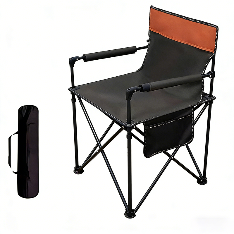 Zeitgenössischer klappbarer Campingstuhl im Industrial-Stil aus Eisen und Oxford-Gewebe, rechteckig, mit Rückenlehne und Armlehnen, für Outdoor &amp; Garten 