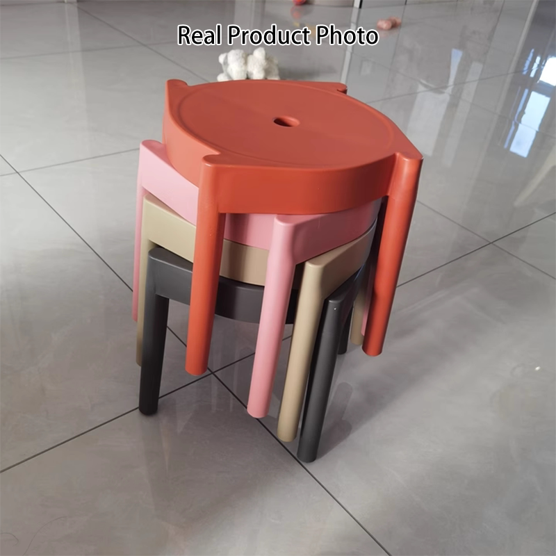 Modern Minimalist PP Plastic Round Stackable Lightweight Low Stool Backless Armless For Living Room &amp; Entryway