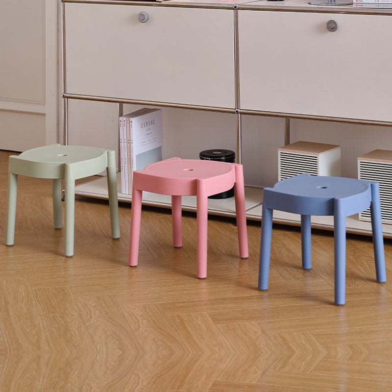 Modern Minimalist PP Plastic Round Stackable Lightweight Low Stool Backless Armless For Living Room &amp; Entryway