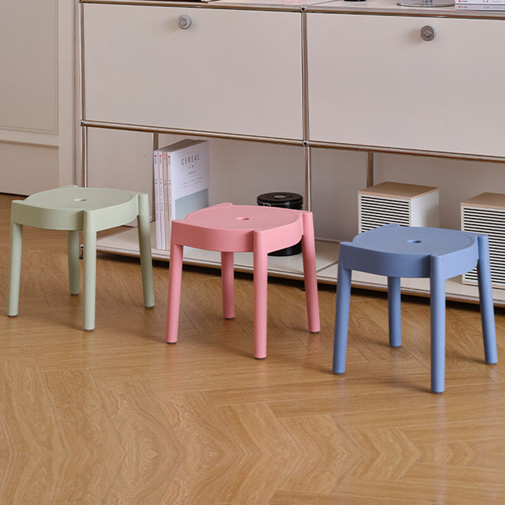 Modern Minimalist PP Plastic Round Stackable Lightweight Low Stool Backless Armless For Living Room &amp; Entryway