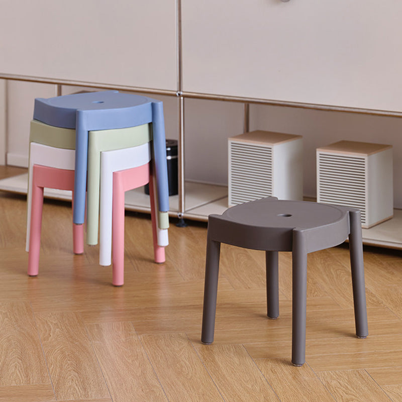 Modern Minimalist PP Plastic Round Stackable Lightweight Low Stool Backless Armless For Living Room &amp; Entryway