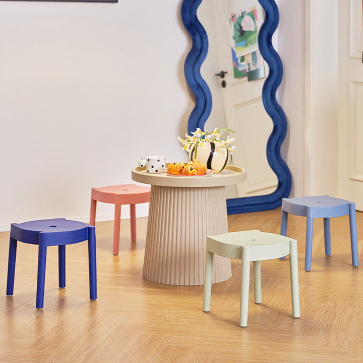 Modern Minimalist PP Plastic Round Stackable Lightweight Low Stool Backless Armless For Living Room &amp; Entryway