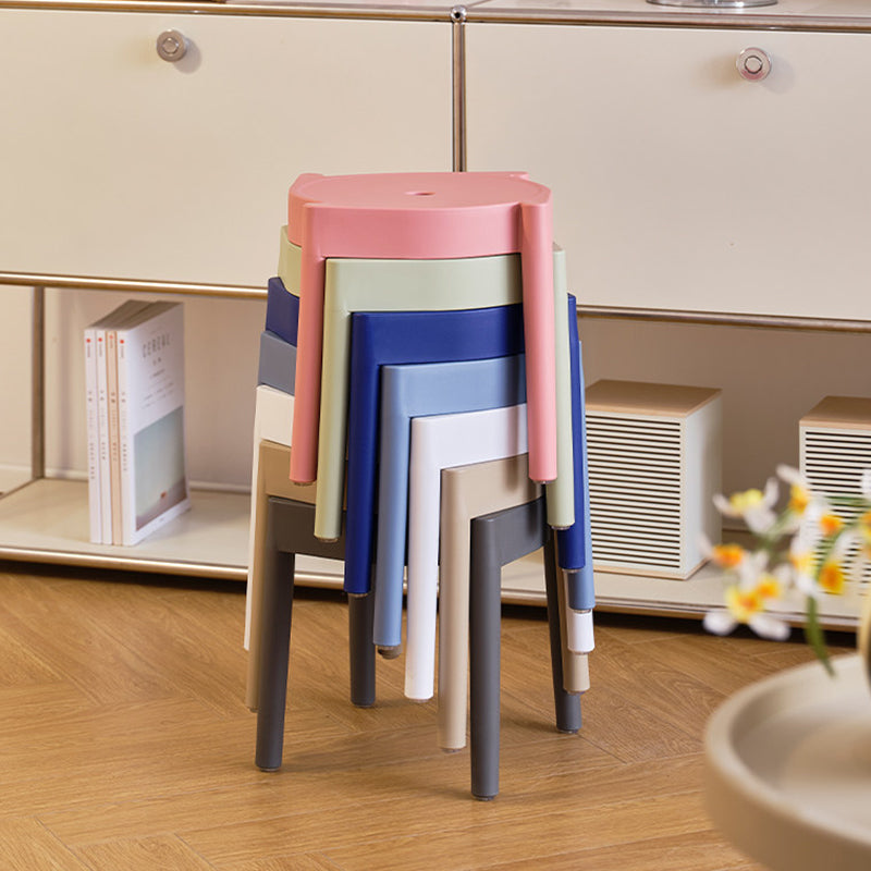 Modern Minimalist PP Plastic Round Stackable Lightweight Low Stool Backless Armless For Living Room &amp; Entryway