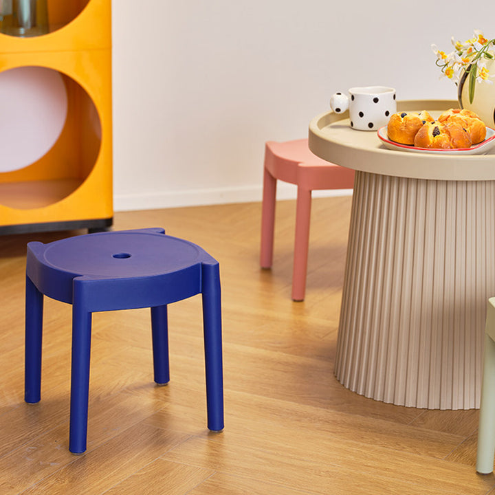 Modern Minimalist PP Plastic Round Stackable Lightweight Low Stool Backless Armless For Living Room &amp; Entryway