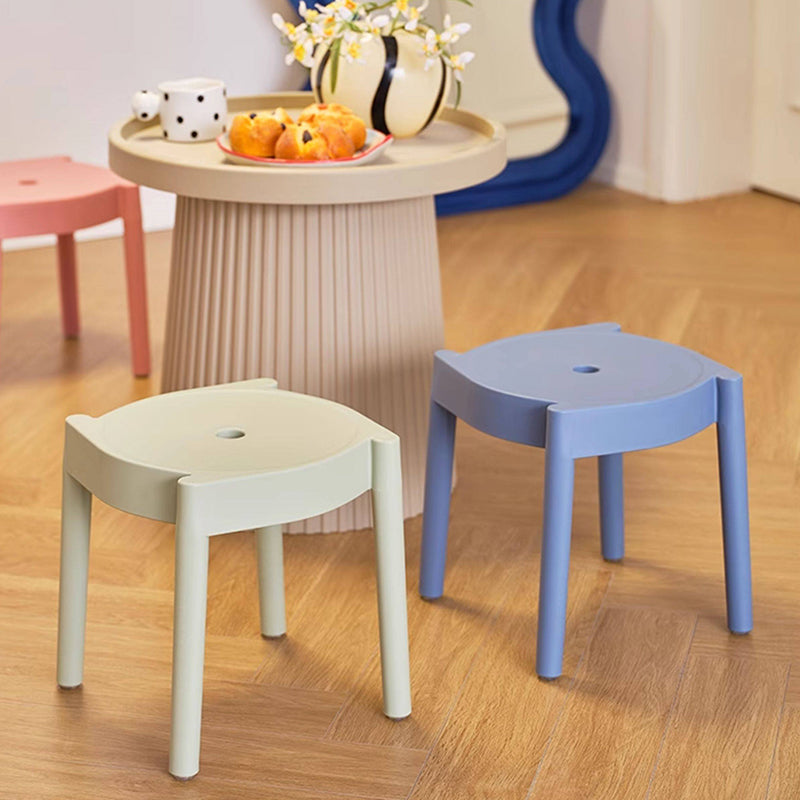 Modern Minimalist PP Plastic Round Stackable Lightweight Low Stool Backless Armless For Living Room &amp; Entryway