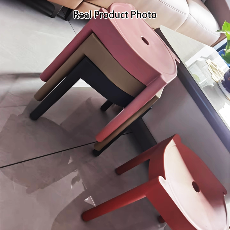 Modern Minimalist PP Plastic Round Stackable Lightweight Low Stool Backless Armless For Living Room &amp; Entryway