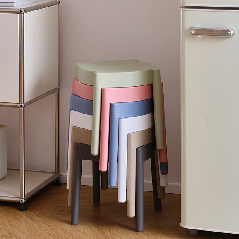 Modern Minimalist PP Plastic Round Stackable Lightweight Low Stool Backless Armless For Living Room &amp; Entryway