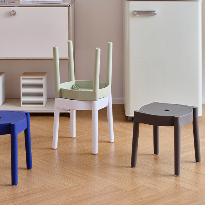 Modern Minimalist PP Plastic Round Stackable Lightweight Low Stool Backless Armless For Living Room &amp; Entryway