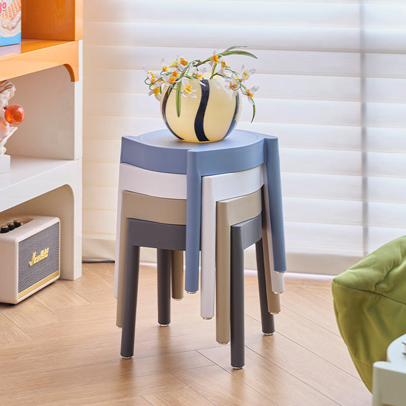 Modern Minimalist PP Plastic Round Stackable Lightweight Low Stool Backless Armless For Living Room &amp; Entryway