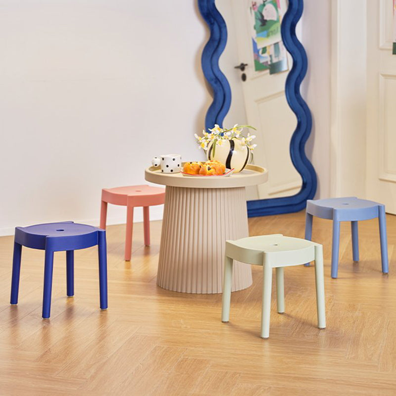 Modern Minimalist PP Plastic Round Stackable Lightweight Low Stool Backless Armless For Living Room &amp; Entryway