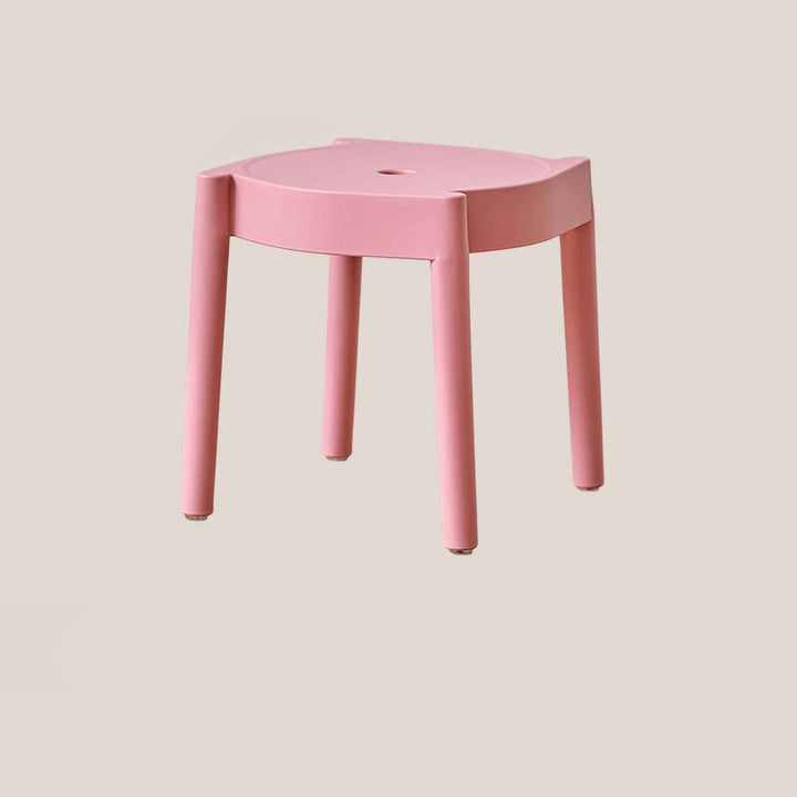 Modern Minimalist PP Plastic Round Stackable Lightweight Low Stool Backless Armless For Living Room &amp; Entryway