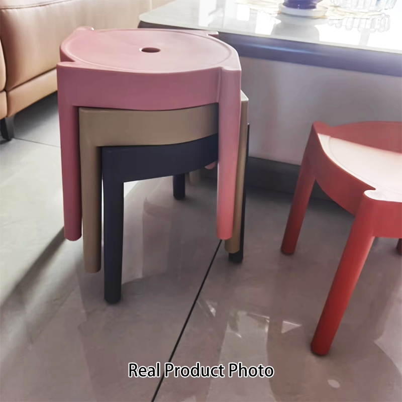 Modern Minimalist PP Plastic Round Stackable Lightweight Low Stool Backless Armless For Living Room &amp; Entryway
