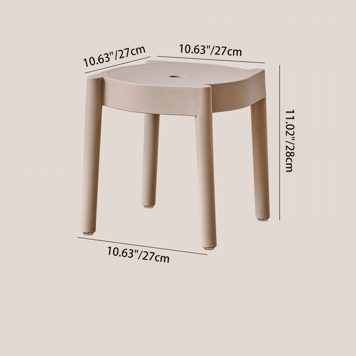 Modern Minimalist PP Plastic Round Stackable Lightweight Low Stool Backless Armless For Living Room &amp; Entryway