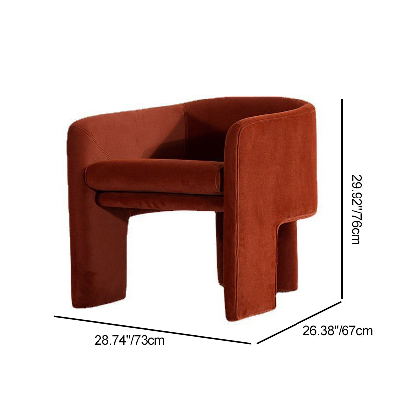 Contemporary Creative Velvet Wood Square-Cushion Semi-Backrest Accent Chair For Living Room & Dining Room