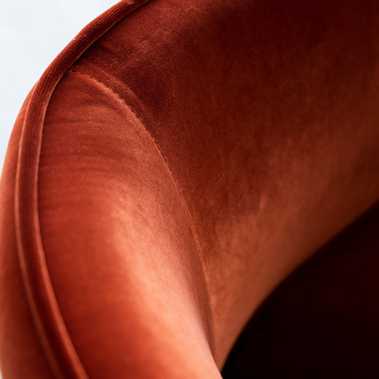 Contemporary Creative Velvet Wood Square-Cushion Semi-Backrest Accent Chair For Living Room & Dining Room