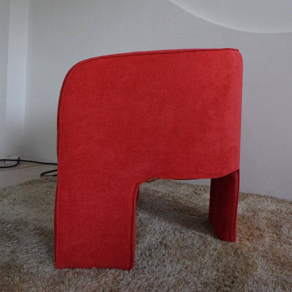 Contemporary Creative Velvet Wood Square-Cushion Semi-Backrest Accent Chair For Living Room & Dining Room