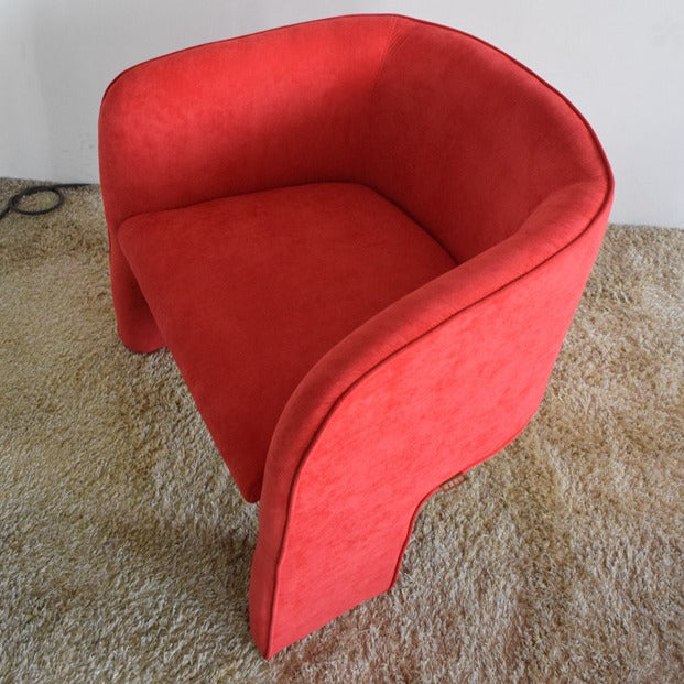 Contemporary Creative Velvet Wood Square-Cushion Semi-Backrest Accent Chair For Living Room & Dining Room
