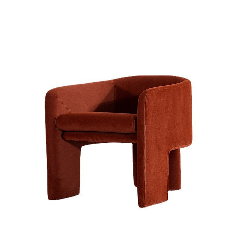 Contemporary Creative Velvet Wood Square-Cushion Semi-Backrest Accent Chair For Living Room & Dining Room