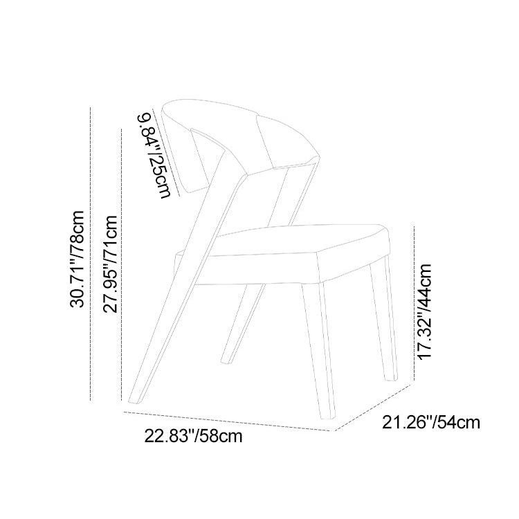 Chaise de salle à manger carrée semi-ronde en cuir microfibre créatif contemporain en bois de frêne avec dossier scientifique pour salon et salle à manger 