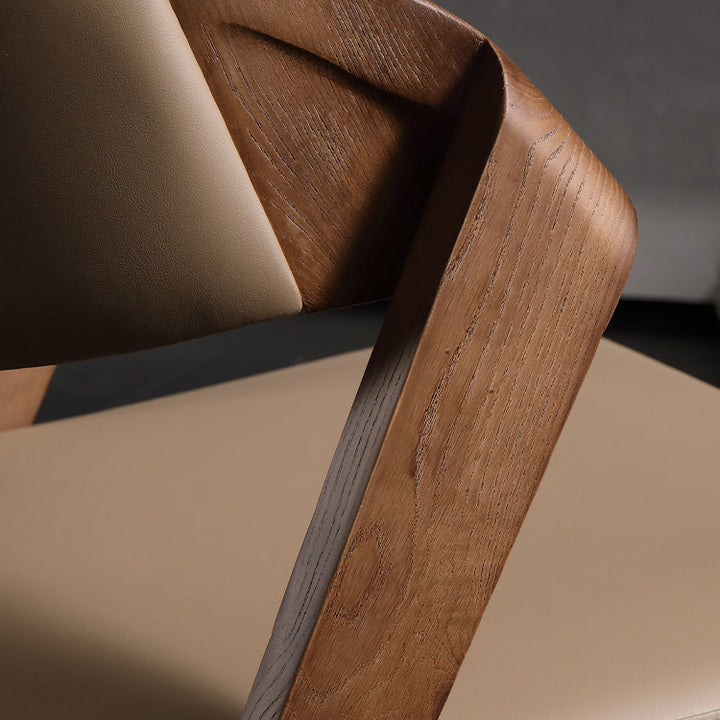 Chaise de salle à manger carrée semi-ronde en cuir microfibre créatif contemporain en bois de frêne avec dossier scientifique pour salon et salle à manger 