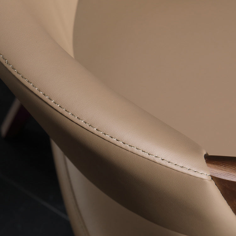 Chaise de salle à manger carrée semi-ronde en cuir microfibre créatif contemporain en bois de frêne avec dossier scientifique pour salon et salle à manger 