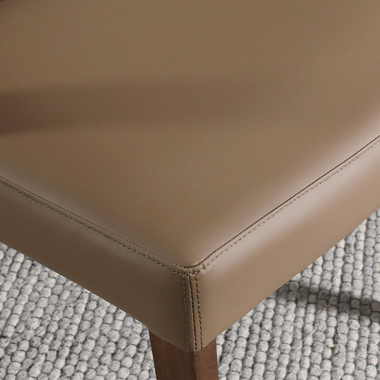 Chaise de salle à manger carrée semi-ronde en cuir microfibre créatif contemporain en bois de frêne avec dossier scientifique pour salon et salle à manger 