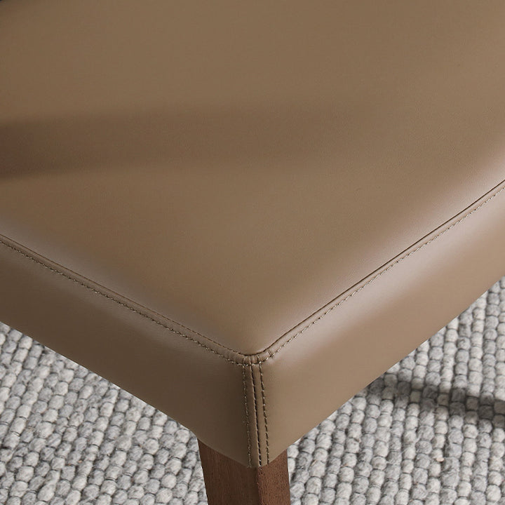 Chaise de salle à manger carrée semi-ronde en cuir microfibre créatif contemporain en bois de frêne avec dossier scientifique pour salon et salle à manger 