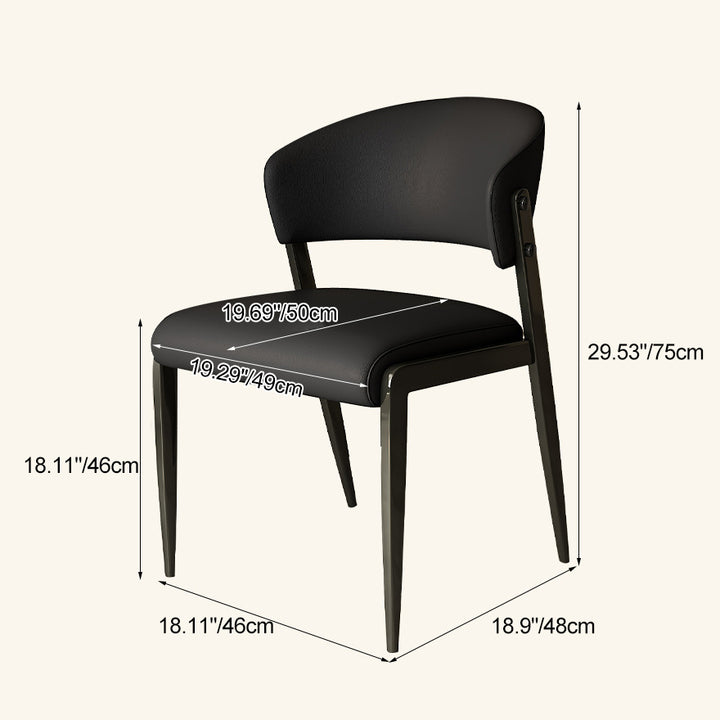 Chaise de salle à manger contemporaine scandinave en cuir PU acier au carbone carré arrondi avec dossier pour salon et salle à manger 