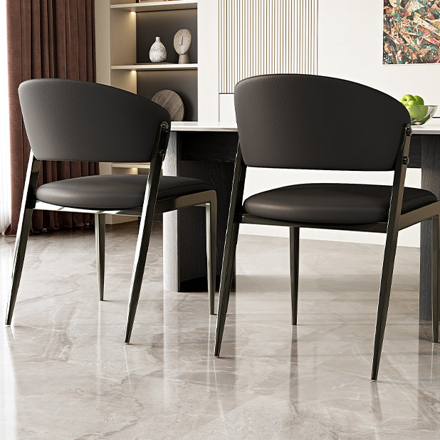 Zeitgenössischer skandinavischer PU-Leder-Kohlenstoffstahl-Rundquadrat-Gebogener Esszimmerstuhl-Rückenlehne für Wohnzimmer &amp; Esszimmer 