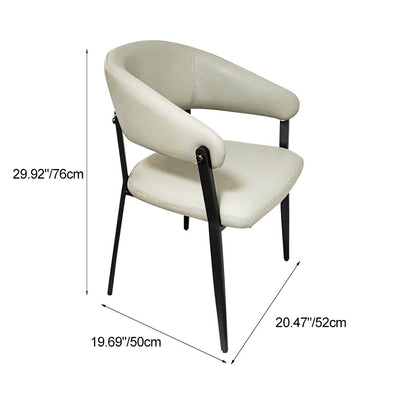 Contemporary Scandinavian Leather Carbon Steel Semi-Enclosed Rounded Square Dining Chair With Backrest For Living Room & Dining Room