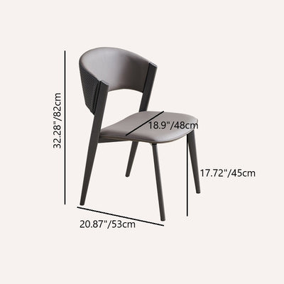 Contemporary Scandinavian Leather Carbon Steel Metal Curved Square Dining Chair With Backrest For Living Room & Dining Room