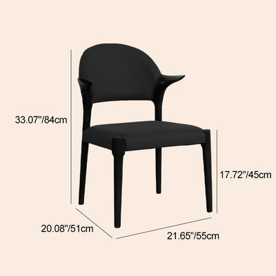 Traditional Chinese Leather Solid Wood Horn-Shaped Rounded Square Dining Chair With Curved Back For Living Room & Dining Room