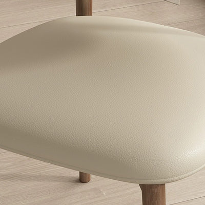 Contemporary Scandinavian Leather Solid Wood Curved Horn Rounded Square Dining Chair With Ergonomic Back For Living Room & Dining Room