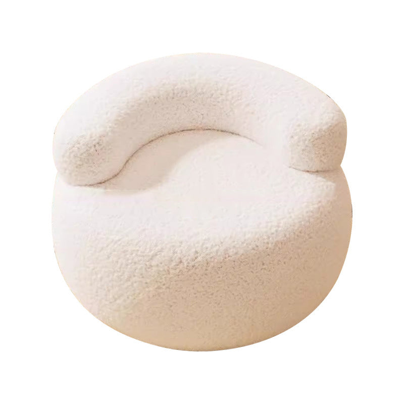 Modern Minimalist Plush Fleece Solid Wood Round Shoe Bench Low Backrest For Living Room