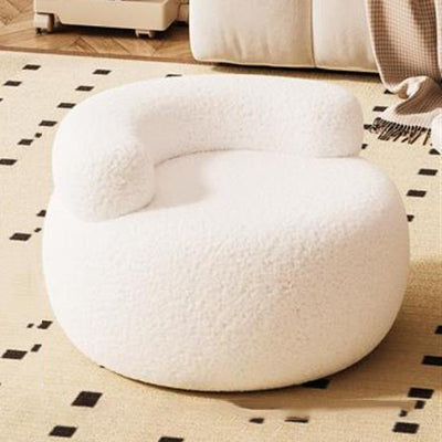 Modern Minimalist Plush Fleece Solid Wood Round Shoe Bench Low Backrest For Living Room