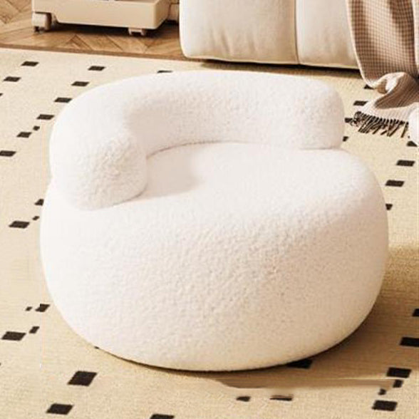 Modern Minimalist Plush Fleece Solid Wood Round Shoe Bench Low Backrest For Living Room