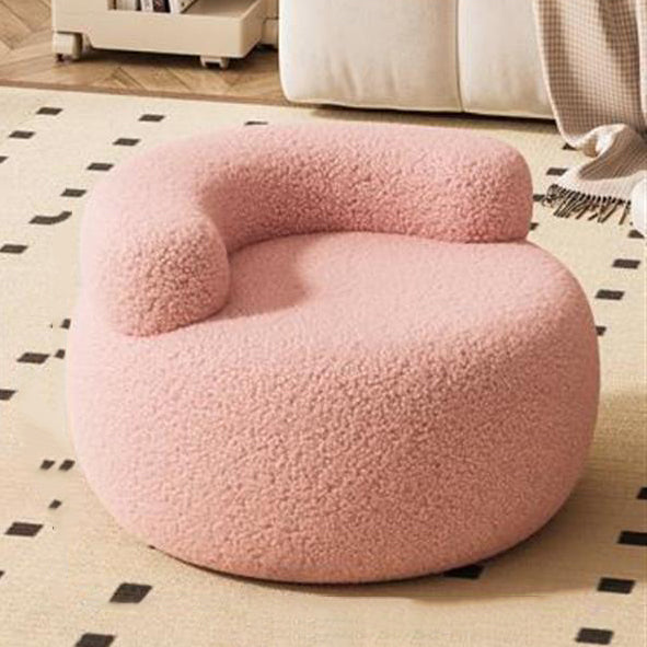 Modern Minimalist Plush Fleece Solid Wood Round Shoe Bench Low Backrest For Living Room