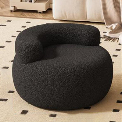 Modern Minimalist Plush Fleece Solid Wood Round Shoe Bench Low Backrest For Living Room