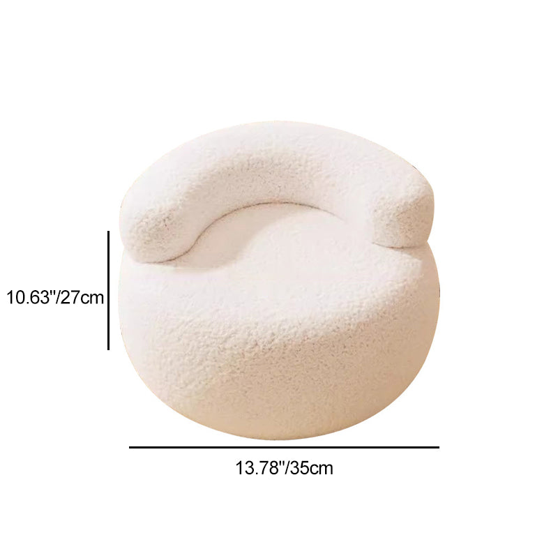Modern Minimalist Plush Fleece Solid Wood Round Shoe Bench Low Backrest For Living Room