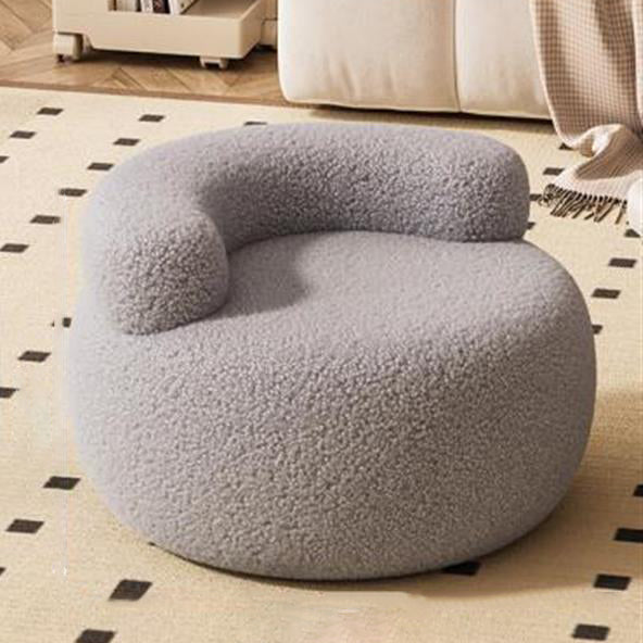 Modern Minimalist Plush Fleece Solid Wood Round Shoe Bench Low Backrest For Living Room