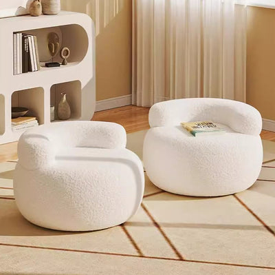 Modern Minimalist Plush Fleece Solid Wood Round Shoe Bench Low Backrest For Living Room