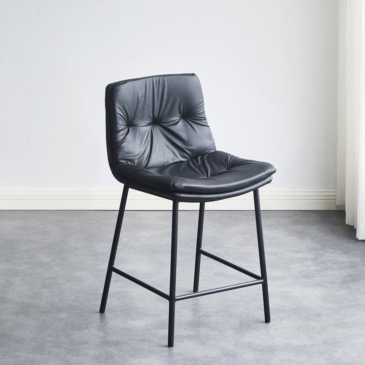Tabouret de bar contemporain en cuir artificiel scandinave en acier au carbone avec dossier pour salle à manger et salon 