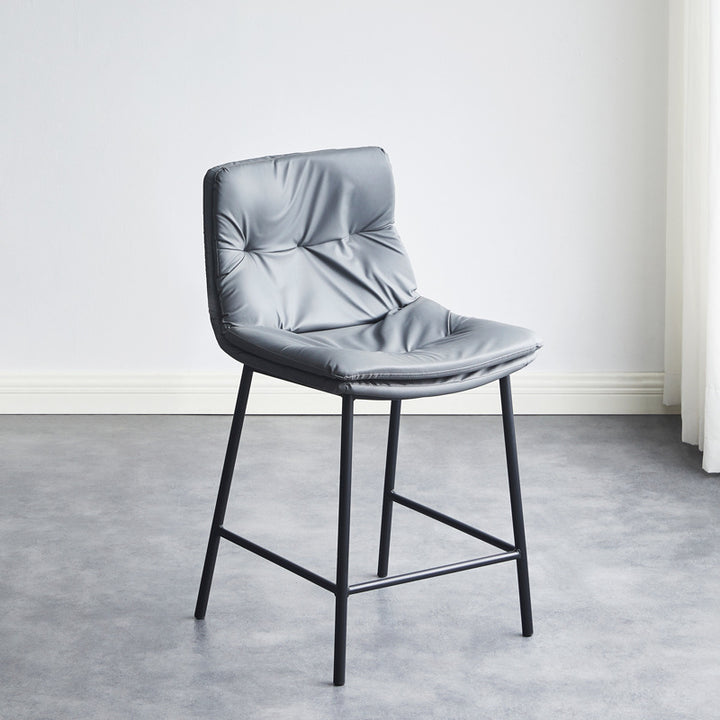 Tabouret de bar contemporain en cuir artificiel scandinave en acier au carbone avec dossier pour salle à manger et salon 