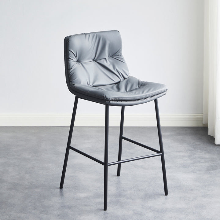 Tabouret de bar contemporain en cuir artificiel scandinave en acier au carbone avec dossier pour salle à manger et salon 